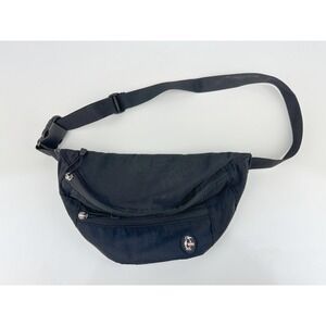 Chums Fanny Pack Black Waist Bag Nylon Zippered Adjustable Strap Hiking